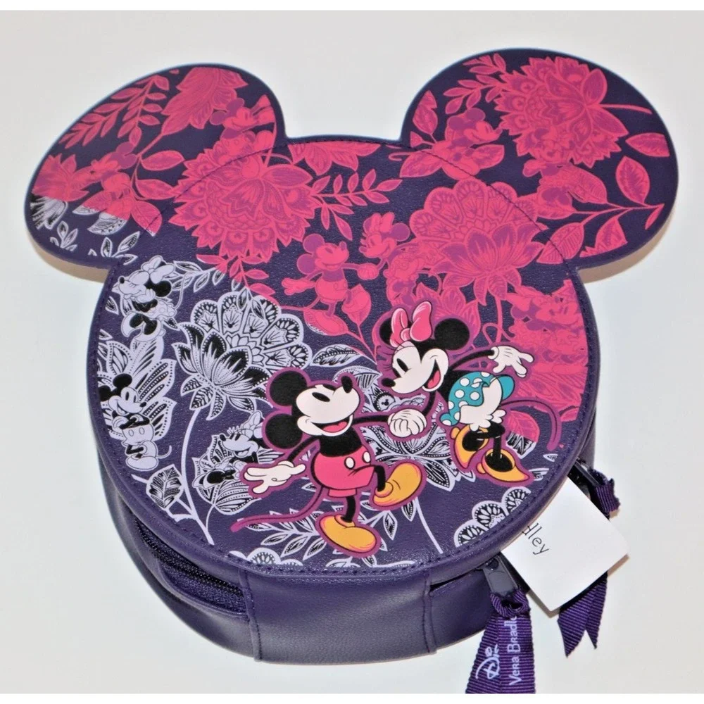 Vera Bradley Disney Mickey Minnie Flirty Floral EARS Makeup Cosmetic Bag NEW